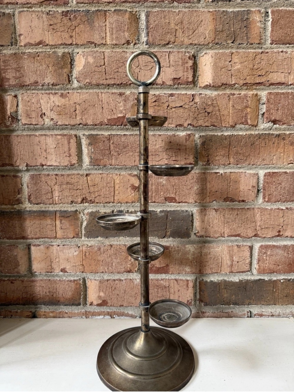 Pottery Barn Brass-Tone Tiered Metal Candle Stand